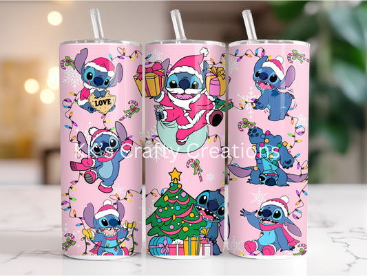 Alien Pink Christmas Tumbler