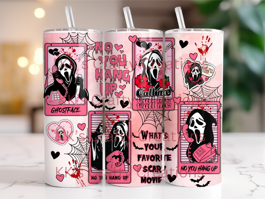 Scary Movie Pink Valentines Tumbler