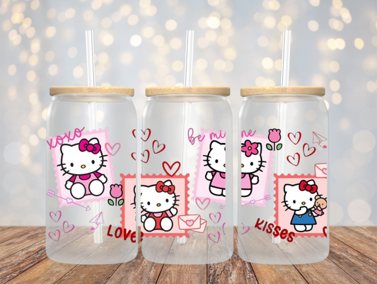 Kitty Valentines Glass Can