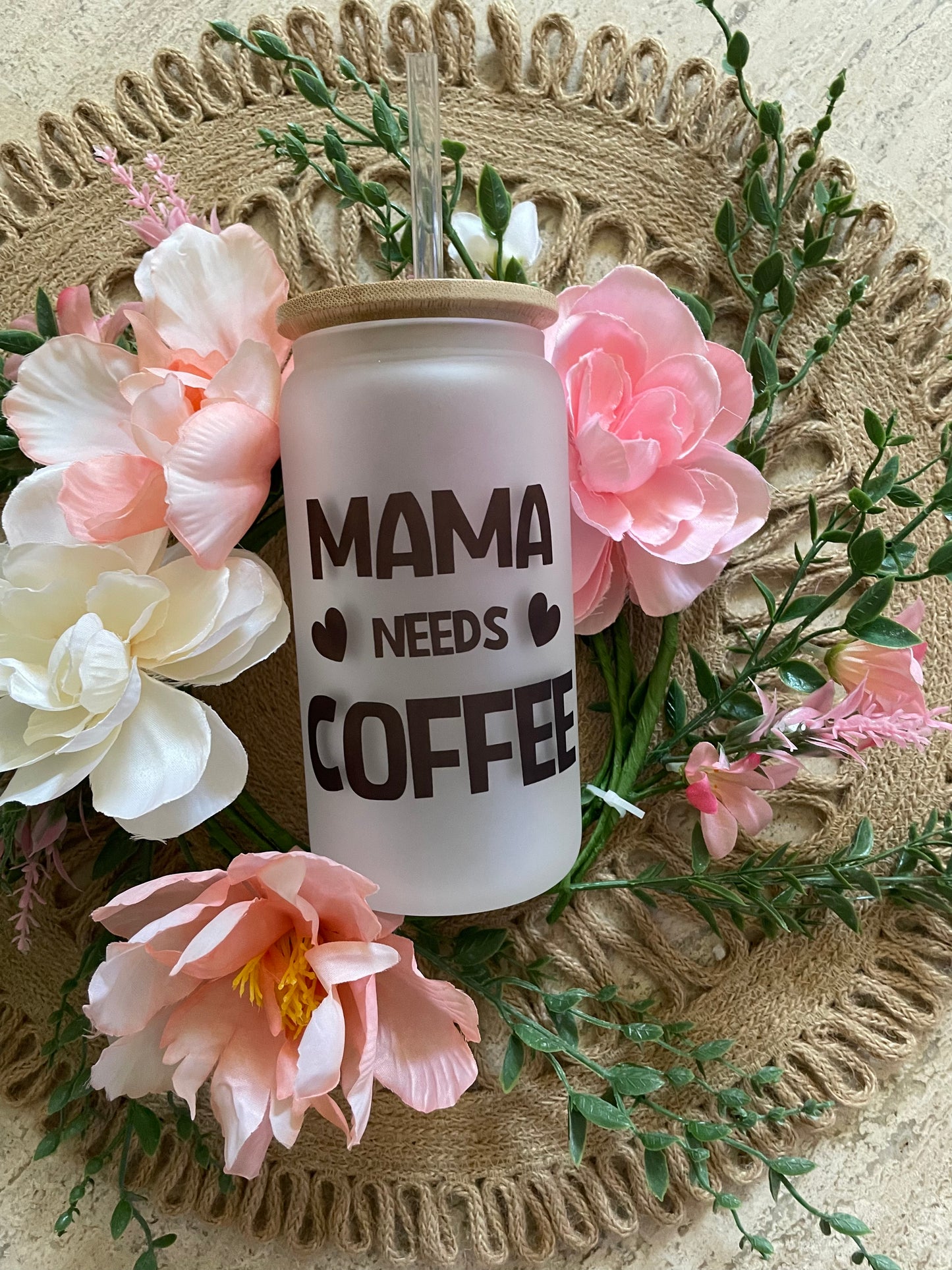 Mama Needs Coffee Glass Can